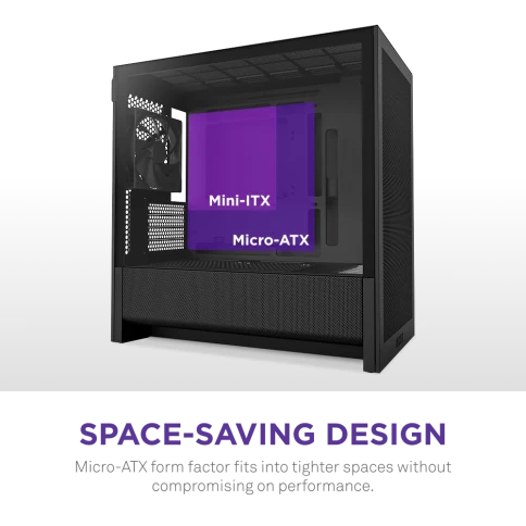 Корпус без блока питания/ Case NZXT H3 Flow (2025), Midi-Tower, TG, 1x120mm, 1xUSB-A 3.2 + 1xUSB-C 3.2, mATX, mITX Black фото 3