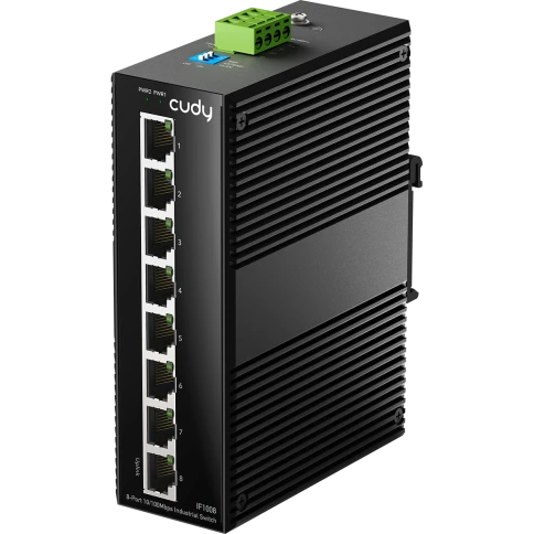 Промышленный коммутатор/ 8-Port 10/100M Aluminum Industrial Switch, 8 10/100M Ports, Din-Rail& Wall mounts installation, Din-rail design, Power supply: DC 9.6~57Vwork temperature:-40°C-75°C, Power Adapter Not Included фото 1