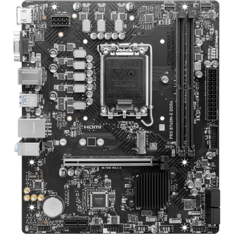 Материнская плата/ MB MSI INTEL B760 s1700, 2xDDR4(64GB), D-SUB/HDMI 1.4, 1xPCIe 4.0x16, 1xPCIe 3.0, 1xLAN, 4xSATA 6Gb/s, 1xM.2, 2xUSB 3.2, 4xUSB 2.0, 1xPS/2, mATX фото 2