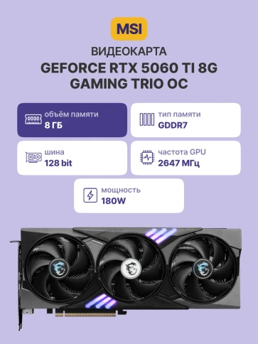 Видеокарта/ GeForce RTX 5060 Ti 8G GAMING TRIO OC фото 2