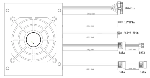 блок питания 300 Ватт/ Power Supply Foxconn 300W SFX, APFC, 80FAN, 3xSATA, 1xPATA, 1xFDD, 24+8 фото 6