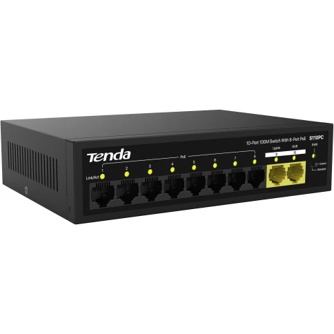 Коммутатор/ Tenda S110PC 10-Port 100M Lite PoE Switch with 8-Port PoE фото 2