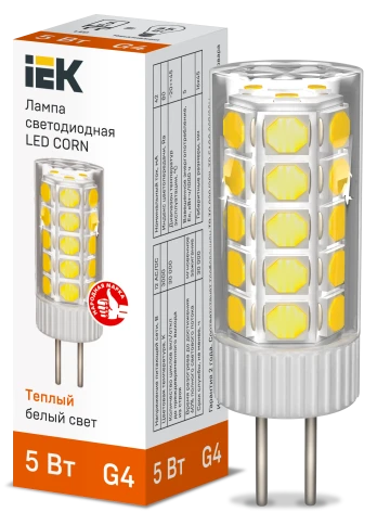 Лампа LED CORN капсула 5Вт 12В 3000К керамика G4 IEK фото 1