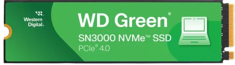 Твердотельные накопители/ WD SSD Green SN3000, 500GB, M.2(22x80mm), NVMe, PCIe 4.0 x4, QLC, R/W 5000/4100MB/s, TBW 100, DWPD 0.2 (12 мес.) фото 1