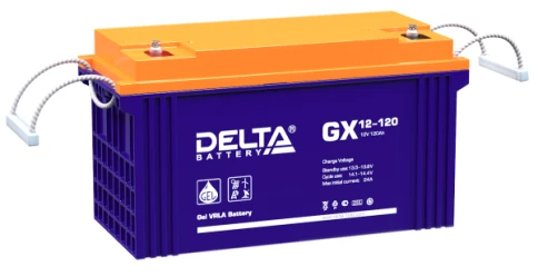 Батарея DELTA серия GX, GX 12-120, напряжение 12В, емкость 120Ач (разряд 10 часов),  макс. ток разряда (5 сек.) 950А, макс. ток заряда 24А, свинцово-кислотная типа GEL, клеммы под болт М8, ДxШxВ 410х176х224мм., вес 38кг., срок службы 15 лет./ Battery DELT фото 1