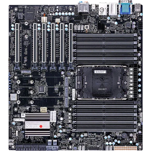 Системная плата/ MB Supermicro X13SWA-TF-B, E-ATX,  1x LGA-4677 (W-3400, W-2400, W-3500, W-2500 series), Intel® W790, 16x ECC DDR5 RDIMM/LRDIMM, 8x SATA 3, 2x U.2 PCIe 3.0, 6x PCIe 5.0 x16 slots, 4x M.2 PCIe 5.0 x4 slots (M-key 2280/22110), 1x 10GbE RJ45, фото 1