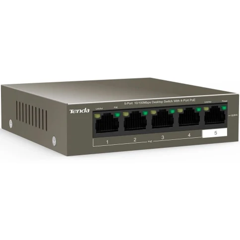 Коммутатор/ Tenda TEF1105P-4-38W 5-Port 10/100Mbps Desktop Switch with 4-Port PoE фото 2