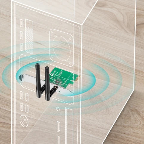 Адаптер Wi-Fi/ 300Mbps Wireless N PCI Express Adapter, Atheros, 2T2R, 2.4GHz, 802.11n/g/b, 2 detachable antennas фото 3
