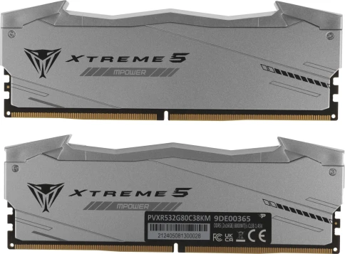 Память DDR5 2x16GB 8000MHz Patriot PVXR532G80C38KM Viper Xtreme 5 RGB RTL Gaming PC5-64000 CL38 DIMM 288-pin 1.45В с радиатором Ret фото 8