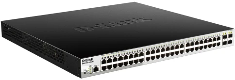 Коммутатор/ DGS-1210-52P/ME/B Managed L2 Metro Ethernet Switch 48x1000Base-T PoE, 4x1000Base-X SFP, PoE Budget 193W, Surge 6KV, CLI, RJ45 Console, Dying Gasp фото 2