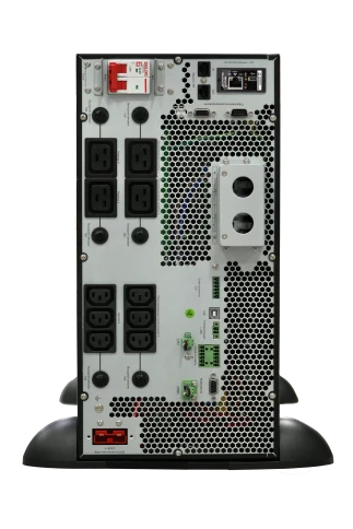 Systeme Electric Smart-Save Online SRT 6000 ВА, конвертируемый форм-фактор 5U, 230 В, 1:1, клеммный вход/выход, 6 розеток IEC C13 и 4 розетки  IEC C19,  SmartSlot, LCD, USB HID, SNMP карта, версия с возможностью увеличения времени автономии. фото 8