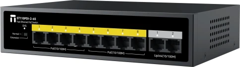 Коммутатор/ Неуправляемый PoE коммутатор Fast Ethernet, 8 портов 100 Мбит/с PoE+, 2 Uplink порта 100 Мбит/с RJ45, БП 65 Вт фото 3