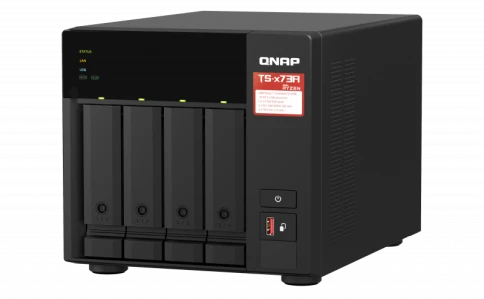 Сетевое хранилище без дисков/ SMB QNAP TS-473A-8G NAS, 4-tray w/o HDD, 2xM.2 SSD Slot. Quad-сore AMD Ryzen Embedded V1500B 2.2 GHz, 8GB DDR4 (1 x 8GB) up to 64GB (2 x 32GB), 2x 2.5 Gigabit LAN фото 2