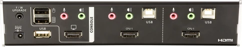 Переключатель, электрон., KVM+Audio+USB 2.0,  1 user USB+HDMI =>  2 cpu USB+HDMI, соШнур. USB 2х1.8м., настол., исп.стандарт, без OSD, некаскад../ CUBIQ 2 PORT HDMI KVMP SWITCH W/1.8M фото 3