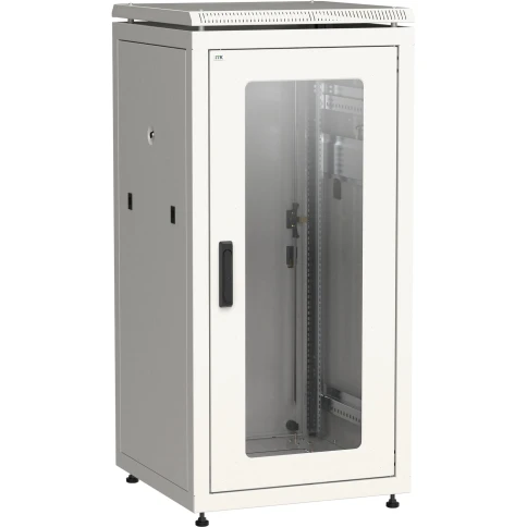 ITK Шкаф сетевой 19" LINEA N 24U 600х800 мм стеклянная передняя дверь, задняя металлическая серый фото 1