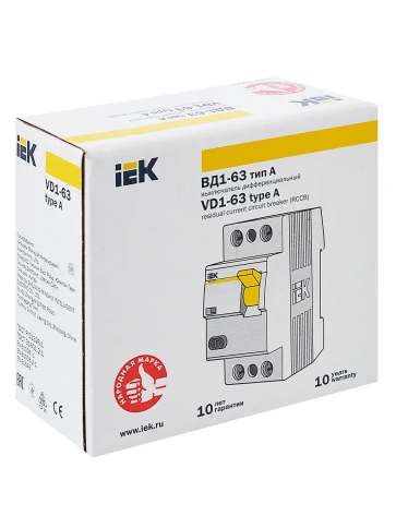 УЗО ВД1-63 2Р 32А 30мА тип А IEK фото 3