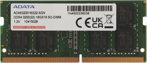 Оперативная память DDR4 16Gb 3200MHz A-Data AD4S320016G22-SGN RTL PC4-25600 CL22 SO-DIMM 260-pin 1.2В single rank Ret [AD4S320016G22-SGN] фото 1