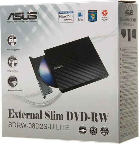 Оптический привод ASUS DVD-RW SDRW-08D2S-U LITE/BLK/G/AS черный USB внешний RTL [SDRW-08D2S-U LITE/BLK/G/AS] фото 4