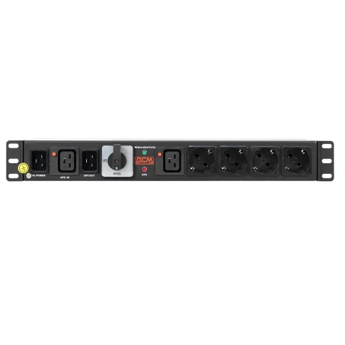 Байпас Powercom MBS1605-1C19-4Schuko, металлический корпус, 1 фазный 16A, блок управления байпасом технического обслуживания/ Bypass Powercom MBS1605-1C19-4Schuko, metal case, 1 phase 16A, maintenance bypass control unit фото 1