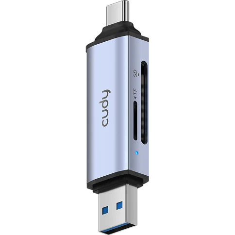 Кардридер/ 2-IN-1 USB 3.0 SD/TF Card Reader, Dual USB (1xUSB-A 3.0 + 1xUSB-C 3.1), 1xSD 3.0(Up to 150MB/s), 1xTF 3.0(Up to 150MB/s), UHS-I  (SD/SDHC/SDXC), Supports dual-card simultaneous working, windows/Mac/Linux фото 1