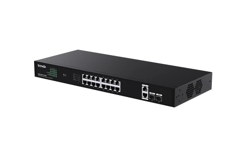 Коммутатор/ Tenda TEG1120P-16-150W Коммутатор неуправляемый PoE, 18 портов, 18x1 Гбит/с, PoE 16х30 Вт (до 150Вт),  SFP 2x1 Гбит/с, установка в стойку фото 3