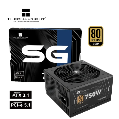 Блок питания 750W/ Power Supply Thermalright, 750W 80+ Gold (ATX, 3.1, PCIe 5.1, Non-modular, 1x24(20+4)pin, 1xCPU 8(4+4)pin, 2xPCIe*2 8(6+2)pin, 5xSATA3, 1x12+4pin (12VHPWR PCIe 5.1 12+4pin 600mm), 3xMOLEX4pin, Active, 120x120mm, 150x140x86mm, APFC, blac фото 3