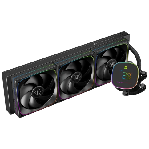 Система жидкостного охлаждения/ Water Cooling System Thermalright Frozen Horizon 360 Digital (360mm, LED temp., Black, ARGB/ Fans: 3x120mm, 68.9CFM, 28.2dBA, 2000RPM/ Pump height 53.2mm, Rad thickness 27mm/ S: 1700, 1200, 1851, 115X, AM5, AM4) фото 1