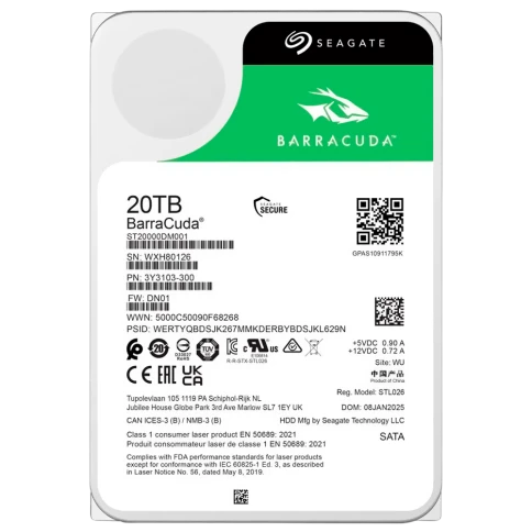 Жесткий диск/ HDD Seagate  SATA3 20Tb BarraCuda 6Gb/s 7200 512Mb 1 year warranty фото 1