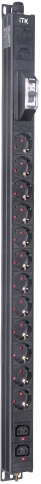 ITK BASE PDU PV1111 20U 1ф 16А 12SCHUKO 2C13 2,6м SCHUKO фото 1