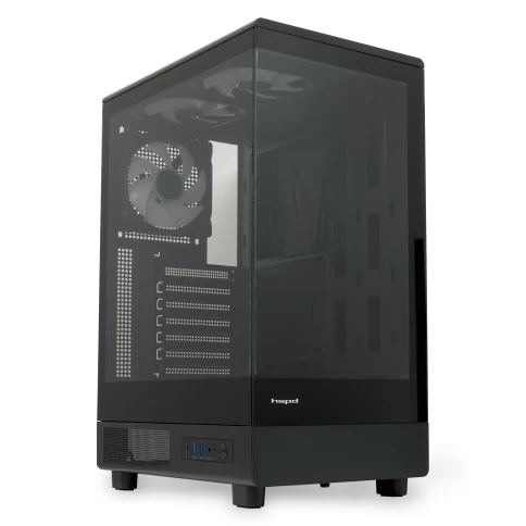 Корпус без блока питания/ Case HSPD F510, Panoramic Mid Tower, Black, TG, 0.5 SPCC, 3x120mm ARGB (Orbis F1) ATX, mATX, mITX 180/280/160mm 1x2.5", 1x3.5", 7xPCI 2xUSB-A 3.0 356x218x467mm фото 3
