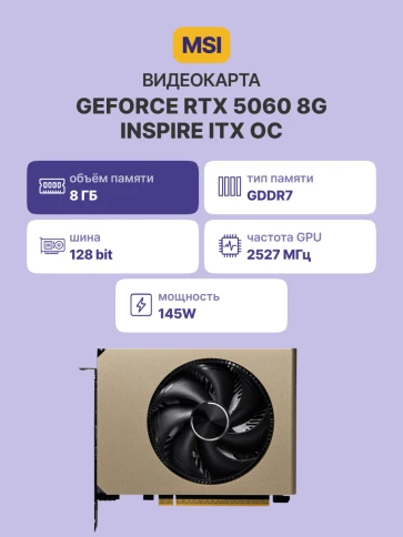 Видеокарта/ GeForce RTX 5060 8G INSPIRE ITX OC фото 2