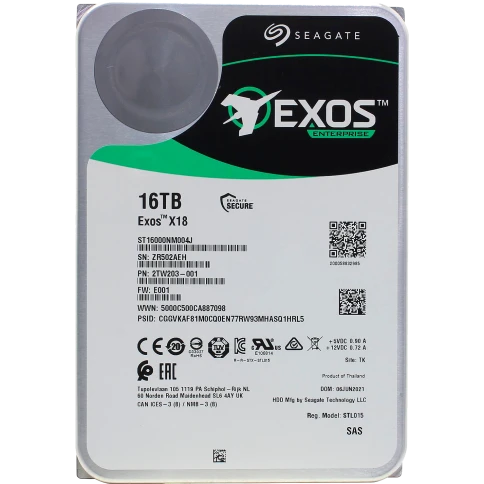 Жесткий диск/ HDD Seagate SAS 16Tb Exos X18 12Gb/s 7200 256Mb 1 year warranty (replacement ST16000NM002G, MG09SCA16TE, MG08SCA16TE) фото 1