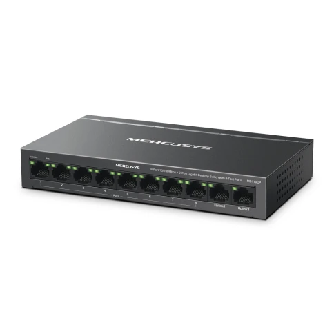 Коммутатор/ 8-Port 10/100Mbps + 2-Port Gigabit Desktop Switch with 8-Port PoE+ фото 2