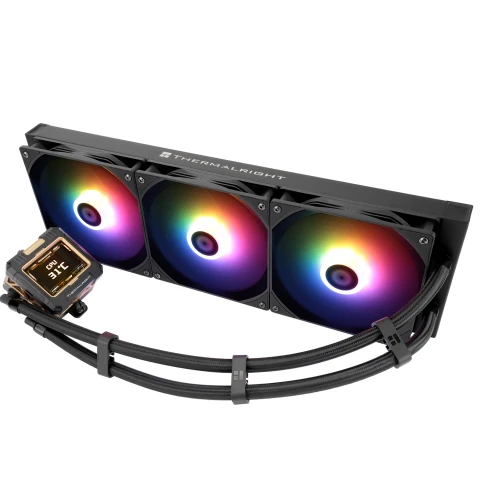 Водяное охлаждение для процессора/ Water Cooling System Thermalright Frozen Warframe 420 ARGB (420mm, LED, Black, ARGB/ Fans: 3x140mm, 88.7CFM, 29.8dBA, 1750RPM/ Pump height 60mm, 23dBA, 3000RPM, Rad thickness 27mm/ S: 1851, 1700, 1200, 115X, 2011, 2066, фото 3