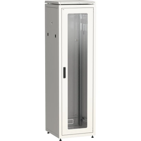 Шкаф сетевой 19", 42U, 600х800 мм, стеклянная передняя дверь, серый фото 1