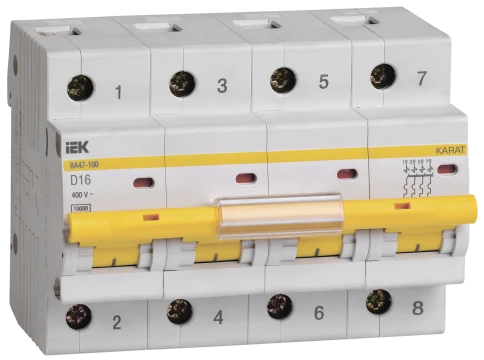 KARAT Авт. выкл. ВА47-100 4P D 16А 10кА IEK фото 1