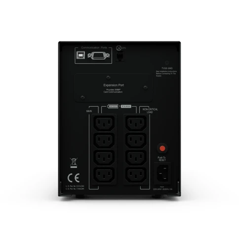 ИБП CyberPower PR1500ELCD, Line-Interactive, 1500VA/1350W, 8 IEC-320 С13 розеток, USB&Serial, SNMPslot, LCD дисплей, Black, 0.5х0.3х0.35м., 28.3кг./ UPS Line-Interactive CyberPower PR1500ELCD 1500VA/1350W USB/RS-232/EPO/SNMPslot (8 IEC С13) фото 7