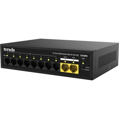 Коммутатор/ Tenda S110PC 10-Port 100M Lite PoE Switch with 8-Port PoE фото 3