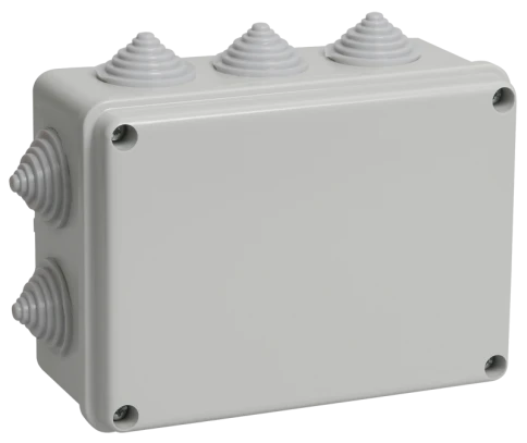 Коробка КМ41241 распаячная для о/п 150х110х70 мм IP44 (RAL7035, 10 гер фото 1