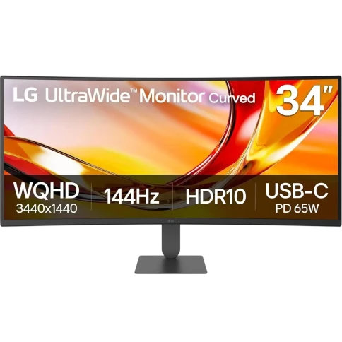 Монитор LG UltraWide 34'' 34U640B-B/ LG UltraWide 34U640B-B 34'' Curved 3440x1440, VA, 178x178, 300nit, 144Hz, 5ms, 2HDMI/DP, 1USB-C, 2USB-A, LT, ExtPWR, 100x100VESA, Черный, 1y фото 1