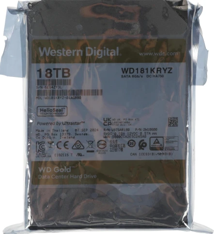 Жесткий диск WD SATA-III 18TB WD181KRYZ Server Gold 512E (7200rpm) 512Mb 3.5" фото 5