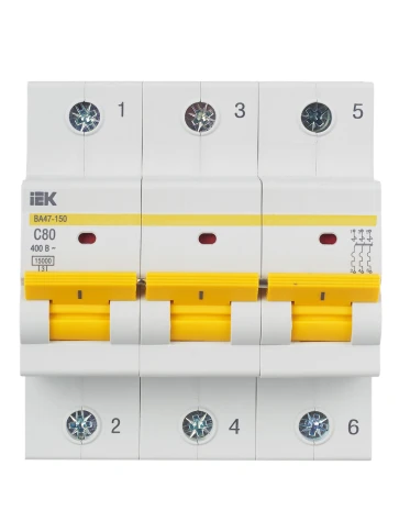 Авт. выкл. ВА47-150 3Р 80А 15кА х-ка C IEK фото 2