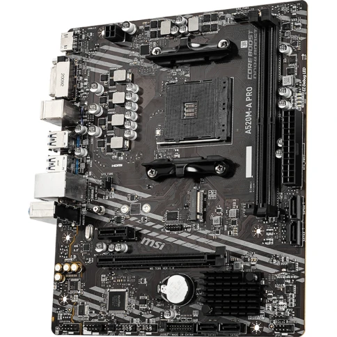 Материнская плата/ MB MSI AMD A520 sAM4, 2xDDR4(64GB), DVI-D/HDMI 2.1, 1xPCIe 3.0x16, 1xPCIe 3.0, 1xLAN, 4xSATA 6Gb/s, 1xM.2, 4xUSB 3.2, 2xUSB 2.0, 1xPS/2, mATX фото 3