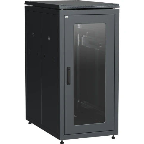 ITK Шкаф сетевой 19" LINEA N 28U 600х1000 мм стеклянная передняя дверь черный фото 1