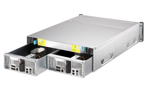Сетевое хранилище без дисков/ Enterprise QNAP ES1686dc-2142IT-96G NAS, 16-tray SAS w/o HDD, rackmount, 2xPSU, per controller: Xeon D-2142IT 8-core 1.9 GHz processor (burst up to 3.0 GHz), 48 GB RDIMM DDR4 ECC up to 512 GB (8 x 64GB), 4xSFP+, Included rail фото 10